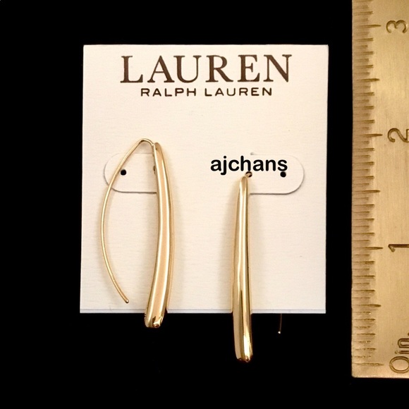 Lauren Ralph Lauren Gold Tone Threader Earrings - Picture 3 of 3